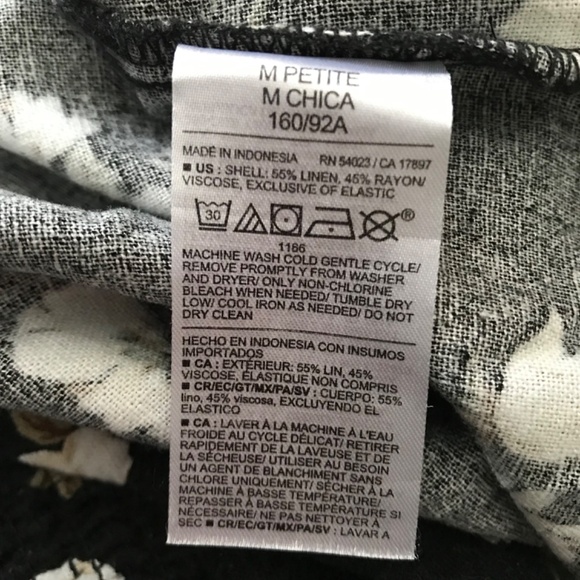 NWT Old Navy Square Neck Linen Blend Mini Dress Black White Floral M Petite - Picture 14 of 14